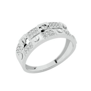 Chevron Round Diamond Ring For Men